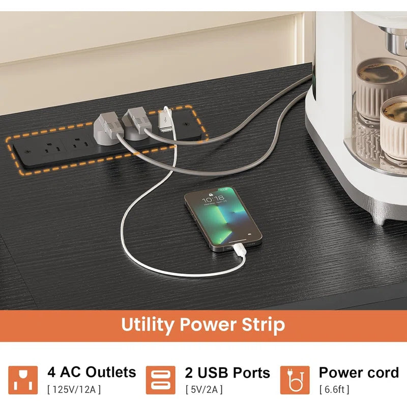 Kitchen Rack: 62.4'' Iron Baker's Rack with Power Outlet