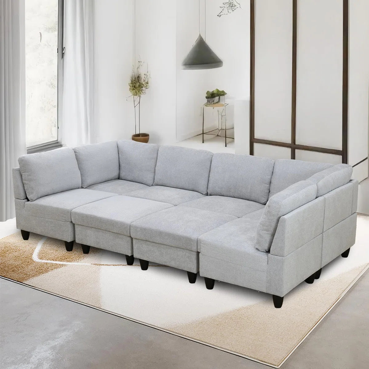 7 Seater Sofa Set: Spacious 104.5" Modular Reversible Sofa Set