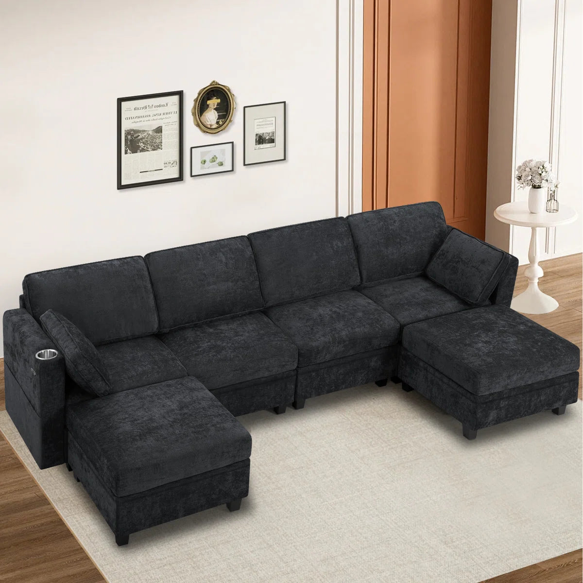7 Seater Sofa Set: 110" U-Shape Modular Sectional with Stylish Sofa