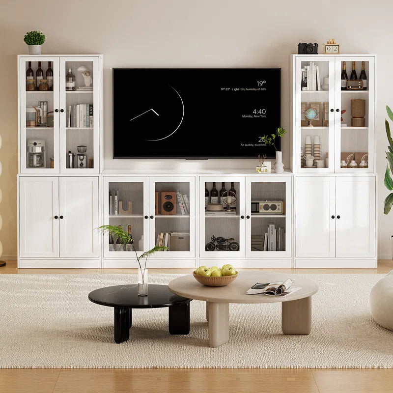 tv panel: 110" Wide Media Center with TV Stand-Up Bookcases