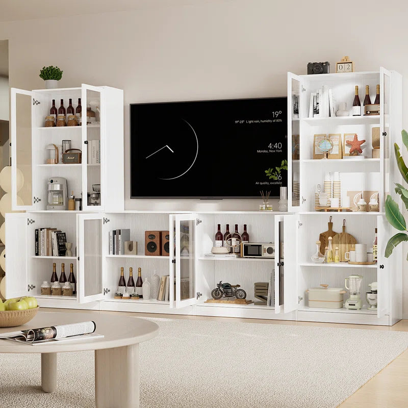 tv panel: 110" Wide Media Center with TV Stand-Up Bookcases