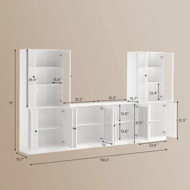 tv panel: 110" Wide Media Center with TV Stand-Up Bookcases
