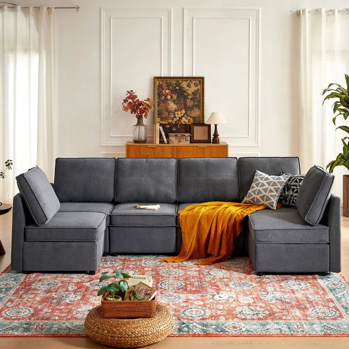 7 Seater Sofa Set: 117.3" Modular Sectional Sofa with Multiple Combinations