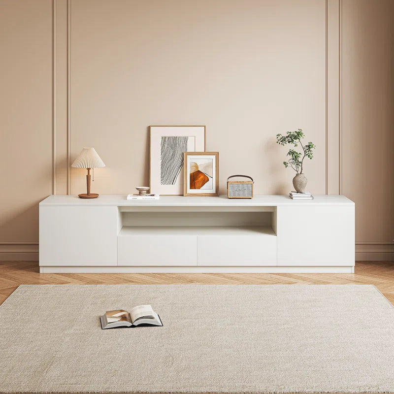 tv panel: 122" Media Console for 75" TVs with Glass and Drawer Cabinets