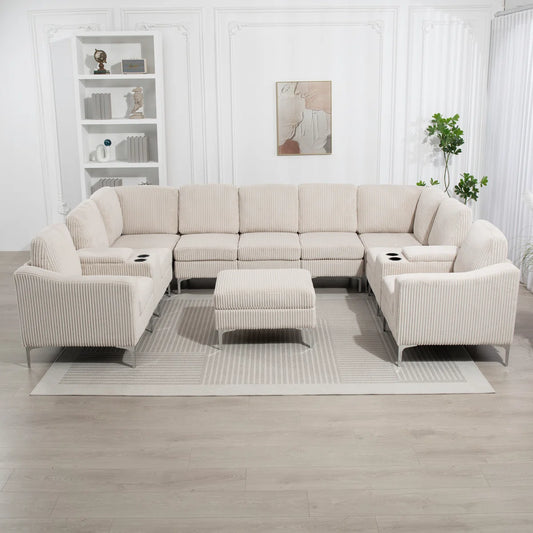 7 Seater Sofa Set: 12-Piece Modular Wide Sectional  Sofa Set