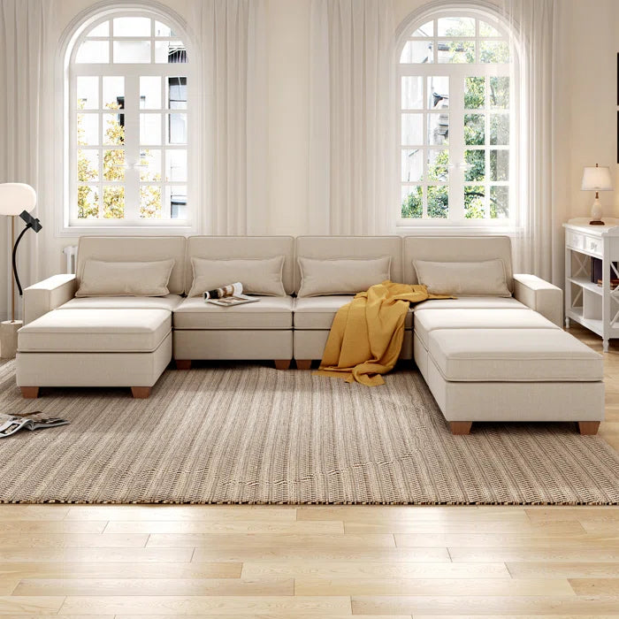 7 Seater Sofa Set: 131" U-Shaped Modular Sectional Sofa