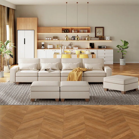 7 Seater Sofa Set: 131" U-Shaped Modular Sectional Sofa