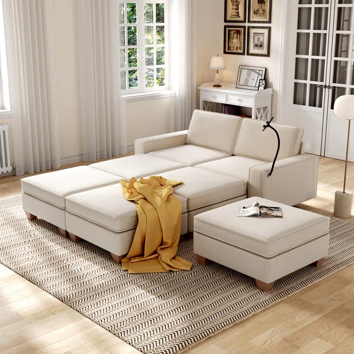 7 Seater Sofa Set: 131" U-Shaped Modular Sectional Sofa