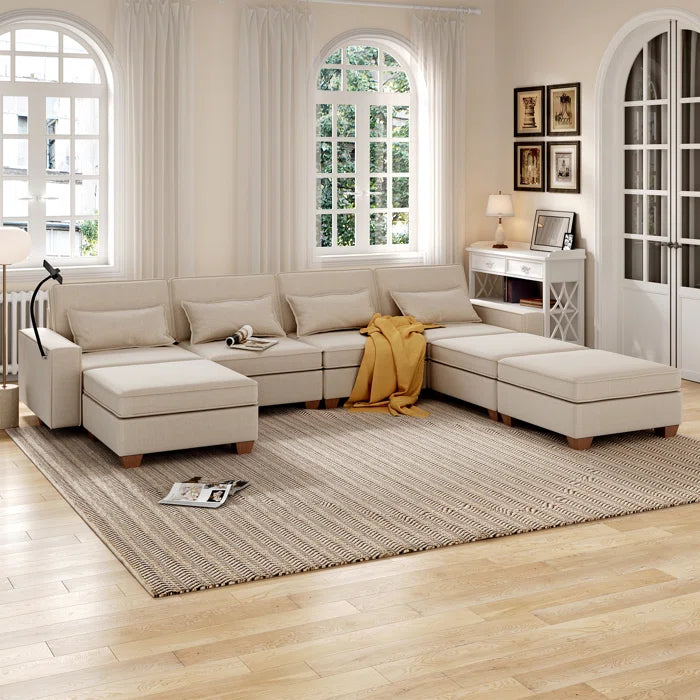 7 Seater Sofa Set: 131" U-Shaped Modular Sectional Sofa