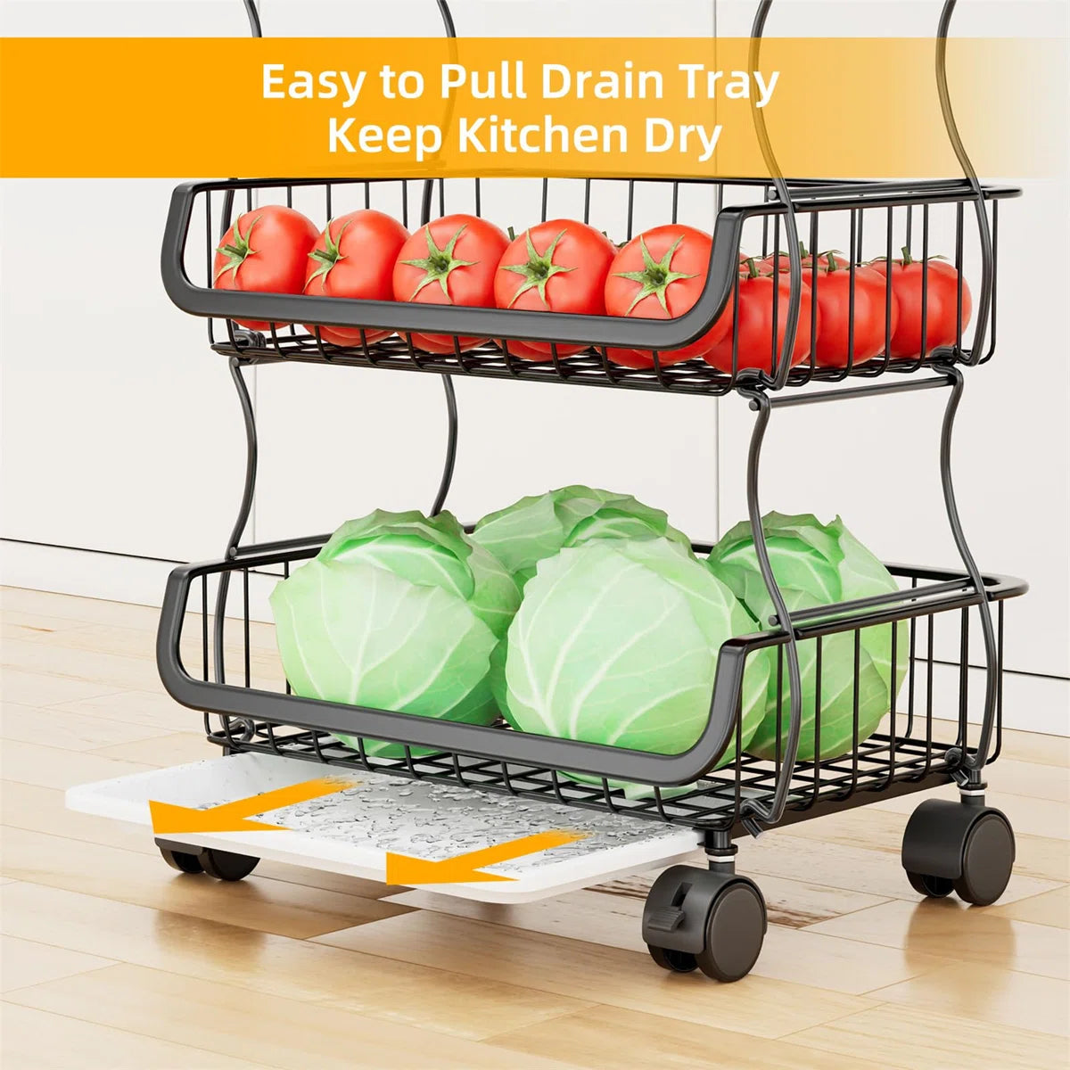 Kitchen Rack: 15.75'' W Metal Shelving Unit with Wheels
