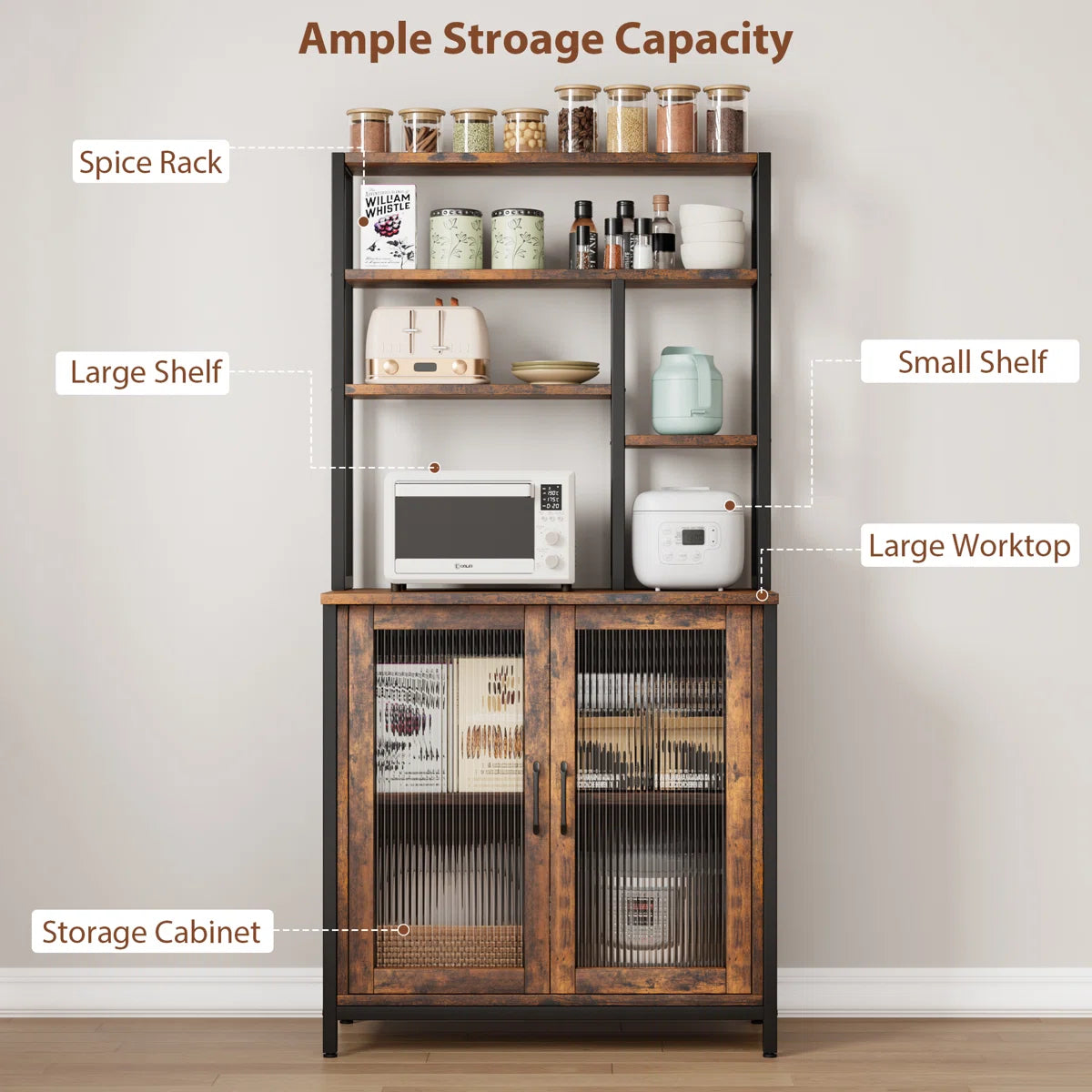 Kitchen Rack: 15.7'' Metal Baker's Rack with Microwave Compatibility