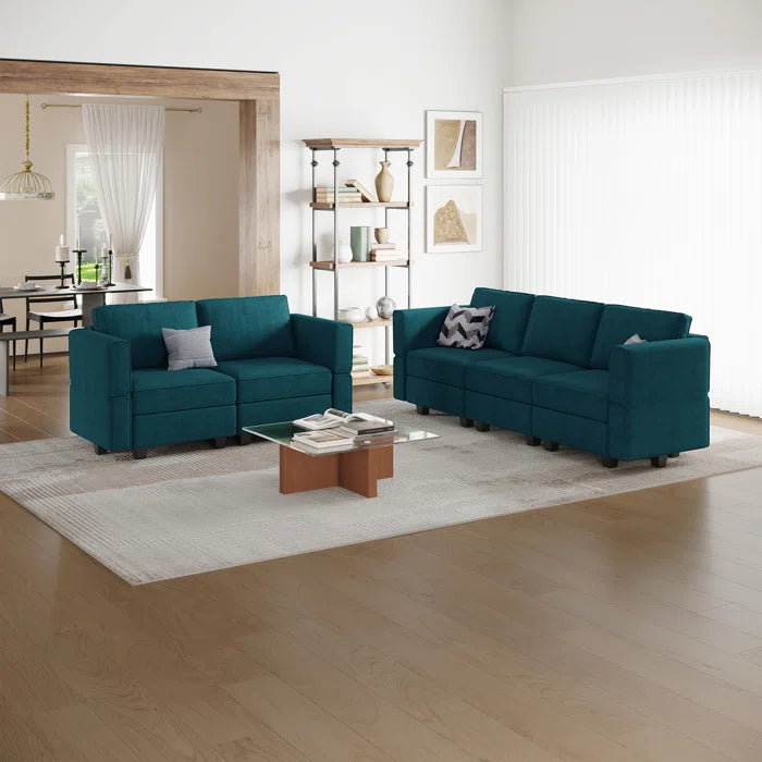 7 Seater Sofa Set: 2-Piece Modular Sectional Sofa with Storage