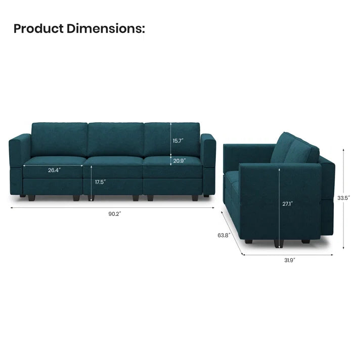 7 Seater Sofa Set: 2-Piece Modular Sectional Sofa with Storage