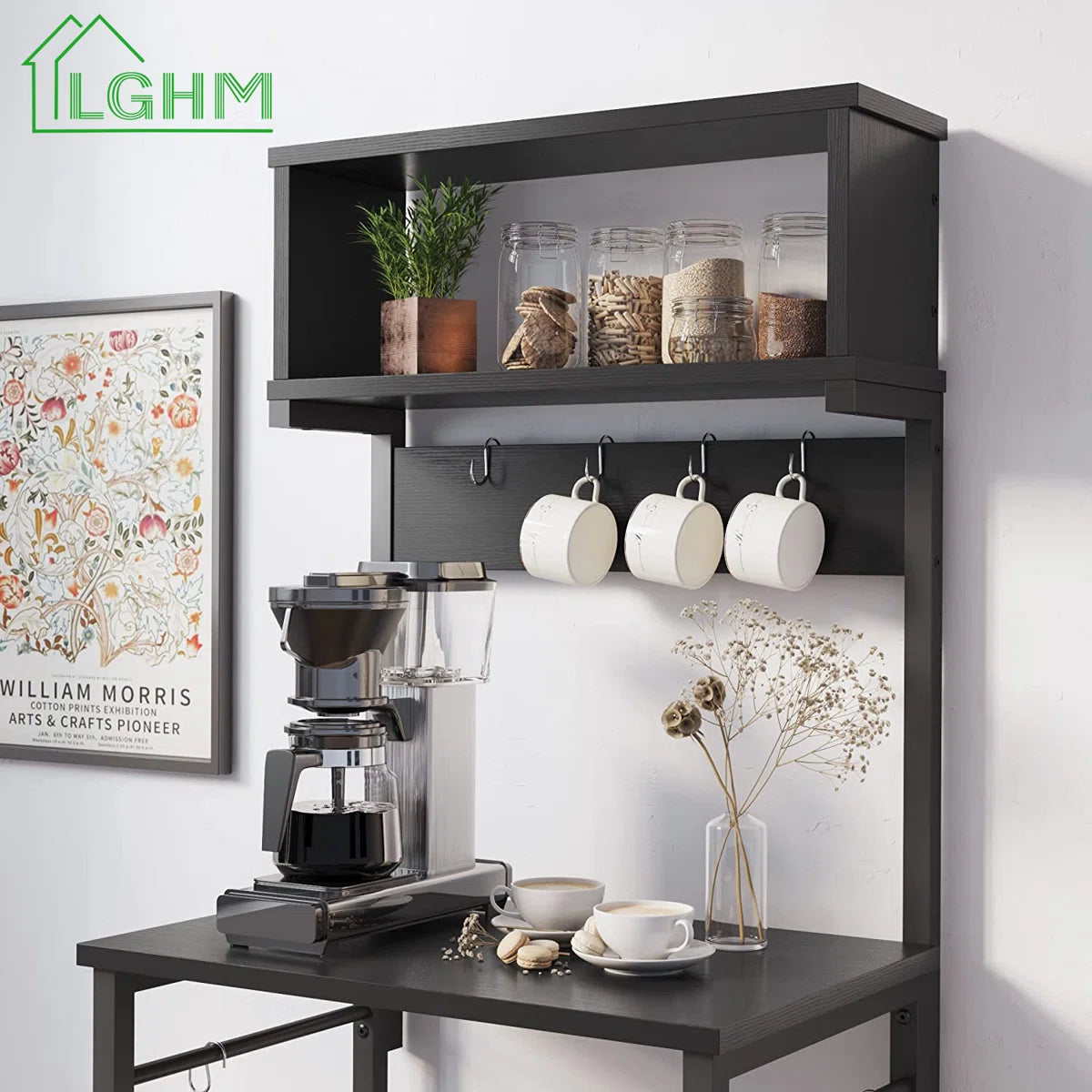Kitchen Rack: 21.26'' Wood Standard Baker's Rack with Microwave Compatibility