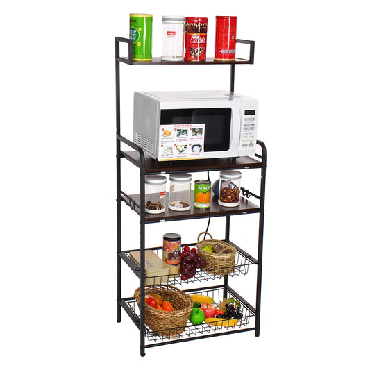 Microwave Stands: 22.83'' Steel Baker’s Rack with Microwave Shelf and Storage