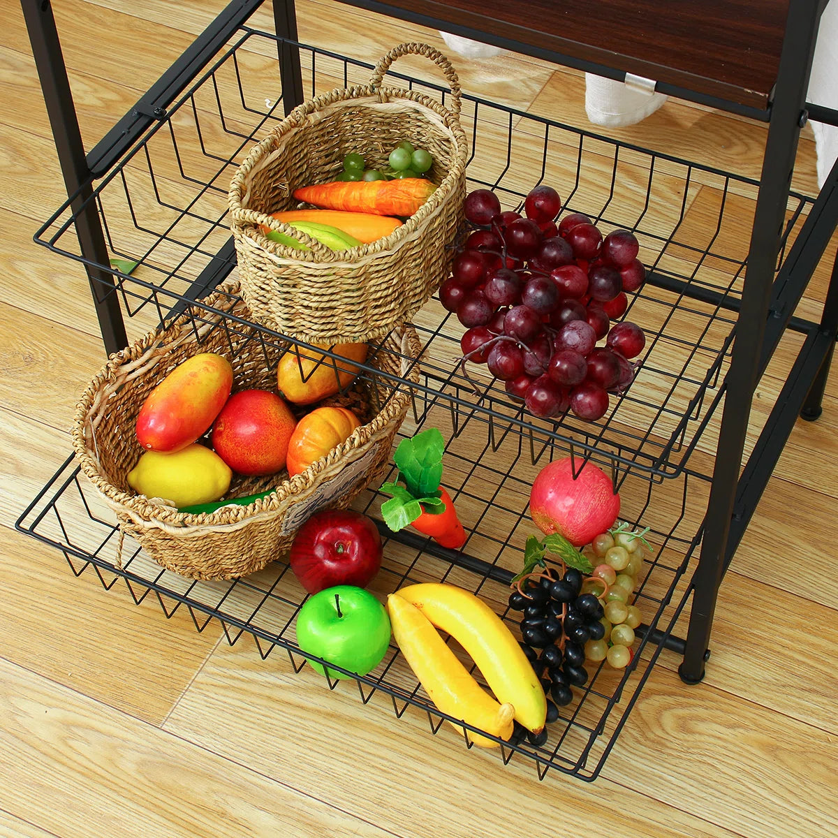 Microwave Stands: 22.83'' Steel Baker’s Rack with Microwave Shelf and Storage