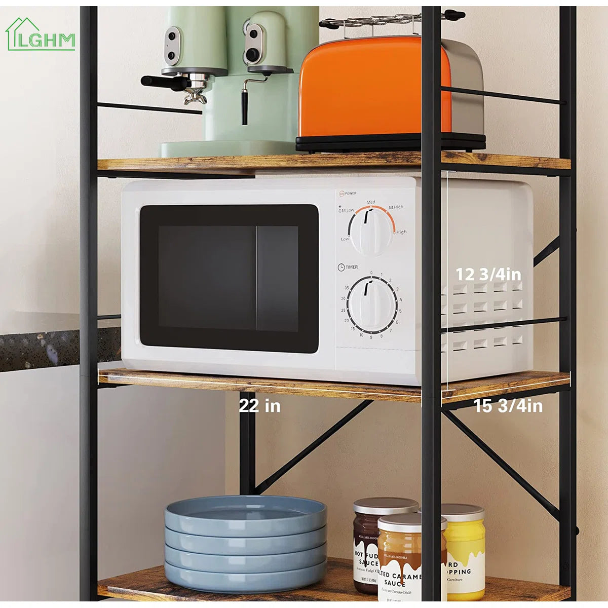 Kitchen Rack: 22'' Wood Standard Baker's Rack with Microwave Compatibility