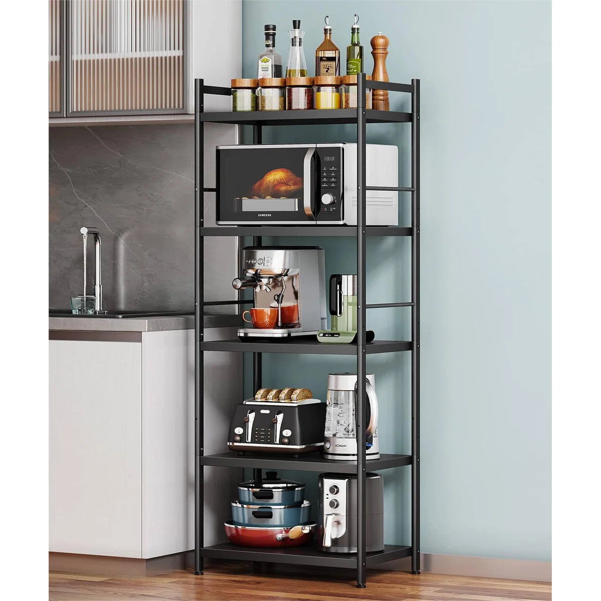 Kitchen Rack: 23.23'' Steel Standard Baker's Rack with Microwave Compatibility
