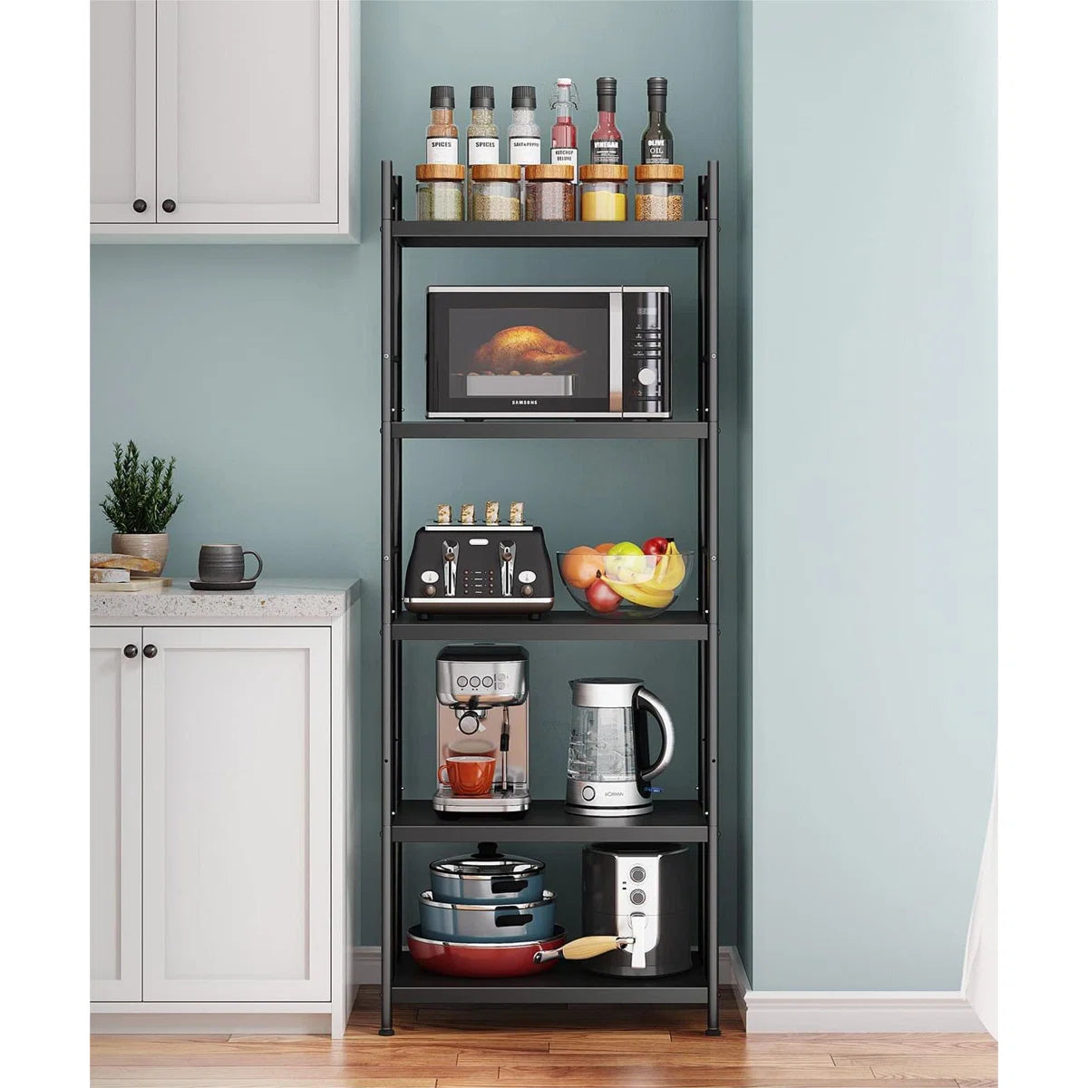 Kitchen Rack: 23.23'' Steel Standard Baker's Rack with Microwave Compatibility