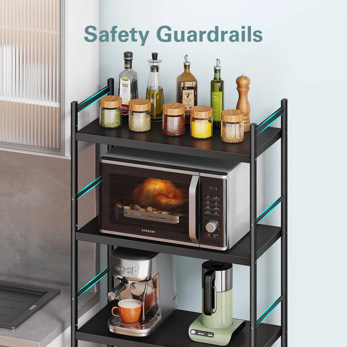Kitchen Rack: 23.23'' Steel Standard Baker's Rack with Microwave Compatibility