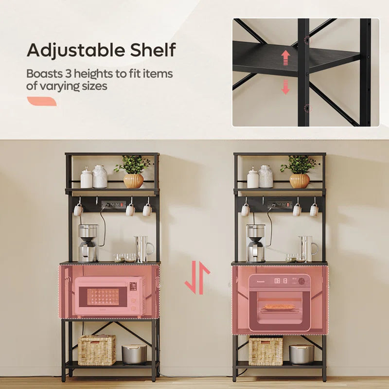 Kitchen Rack: 23.62'' Microwave Oven Stand with 5 Tiers and Power Outlet in the Kitchen Baker's Rack