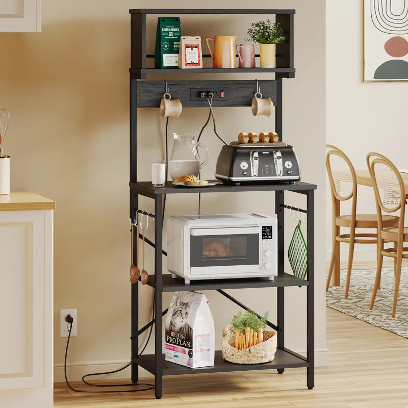 Kitchen Rack: 23.62'' Microwave Oven Stand with 5 Tiers and Power Outlet in the Kitchen Baker's Rack