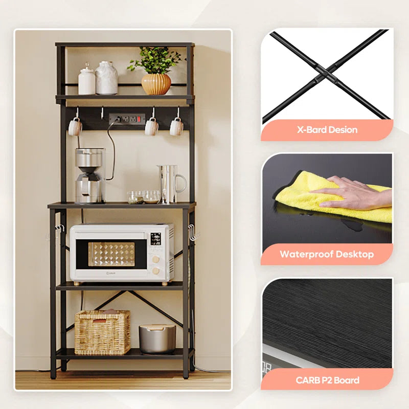 Kitchen Rack: 23.62'' Microwave Oven Stand with 5 Tiers and Power Outlet in the Kitchen Baker's Rack