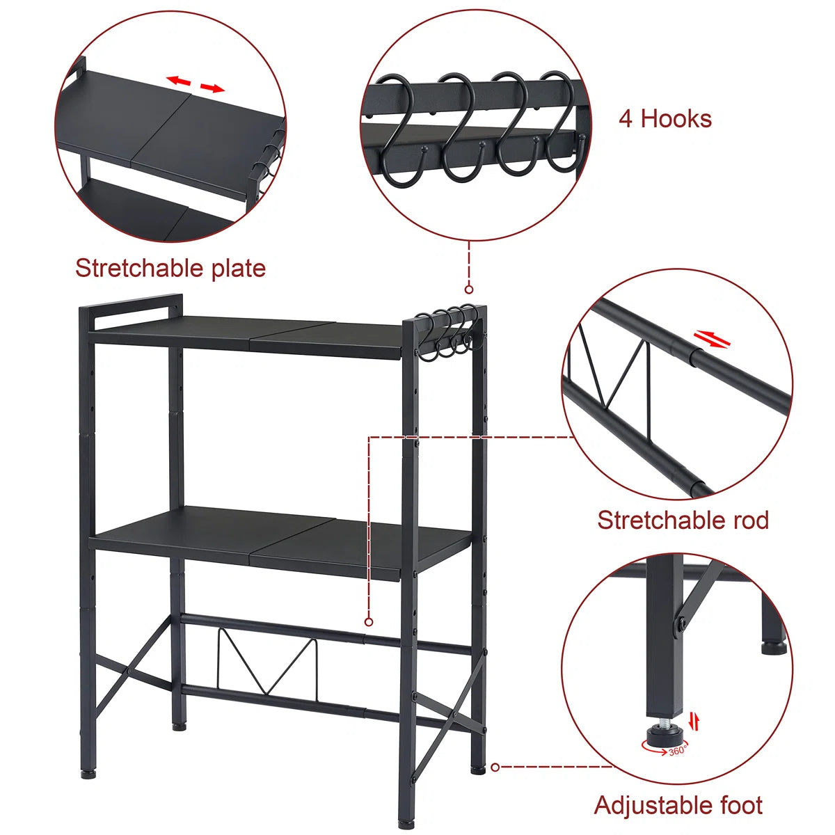 Kitchen Rack: 23.62'' Metal Microwave Oven Baker's Rack with Microwave Compatibility