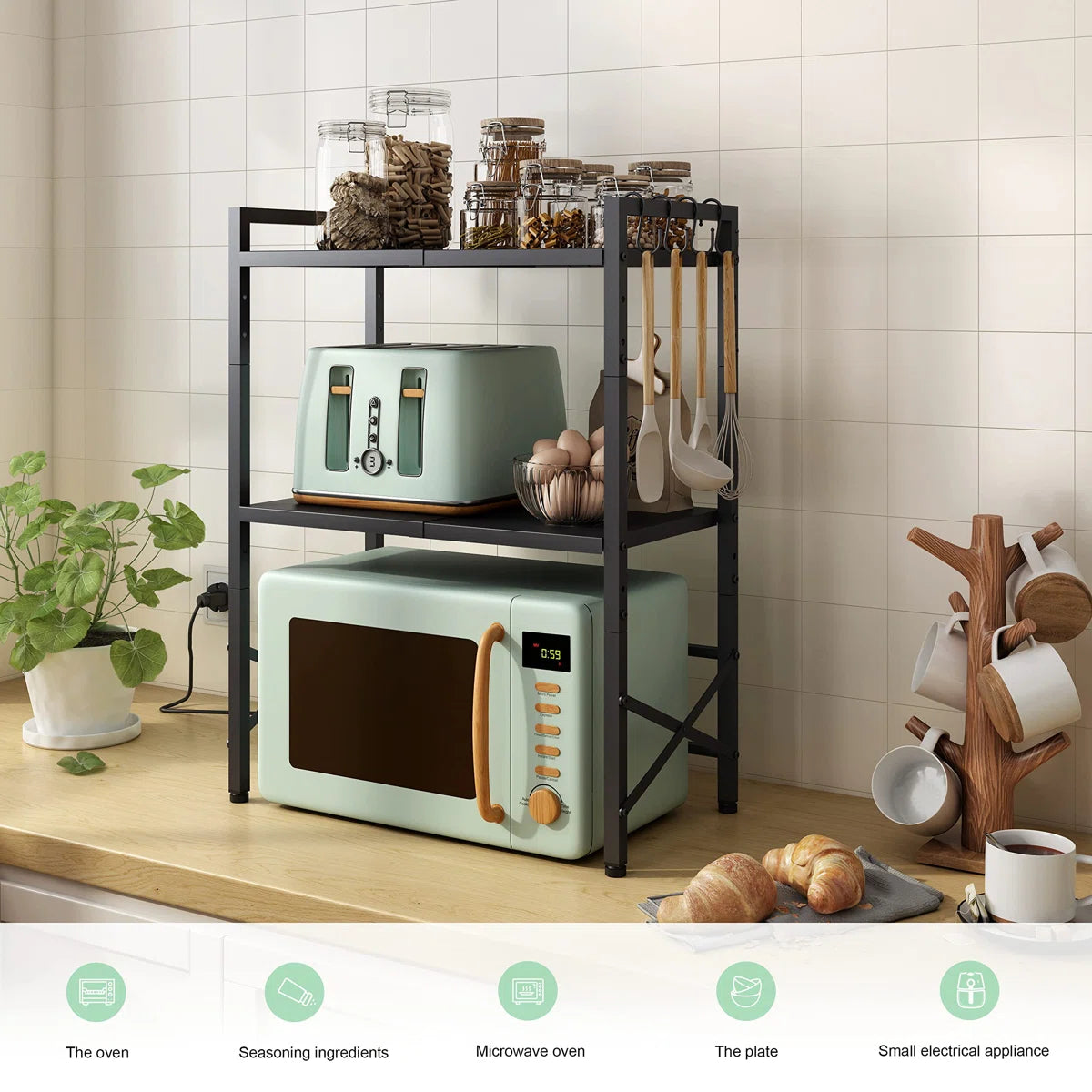 Kitchen Rack: 23.62'' Metal Microwave Oven Baker's Rack with Microwave Compatibility