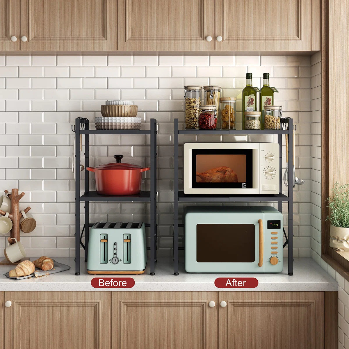 Kitchen Rack: 23.62'' Metal Microwave Oven Baker's Rack with Microwave Compatibility