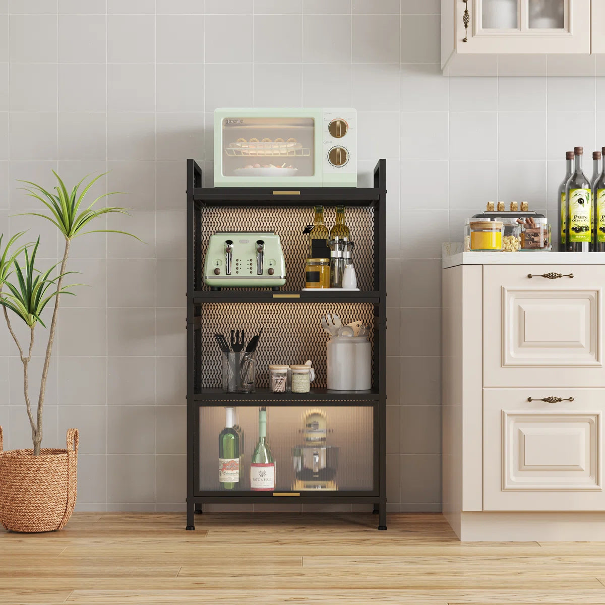 Kitchen Rack: 23.62'' Metal Standard Baker's Rack with Microwave Compatibility