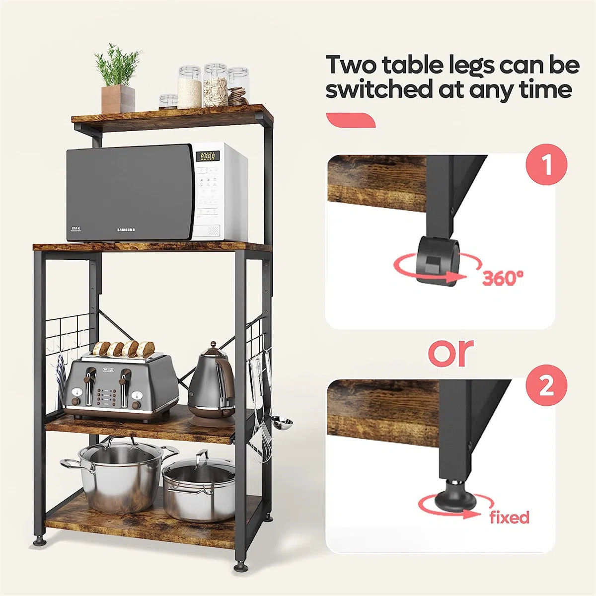 Kitchen Rack: 23.62'' Standard Baker's Rack with Microwave Compatibility