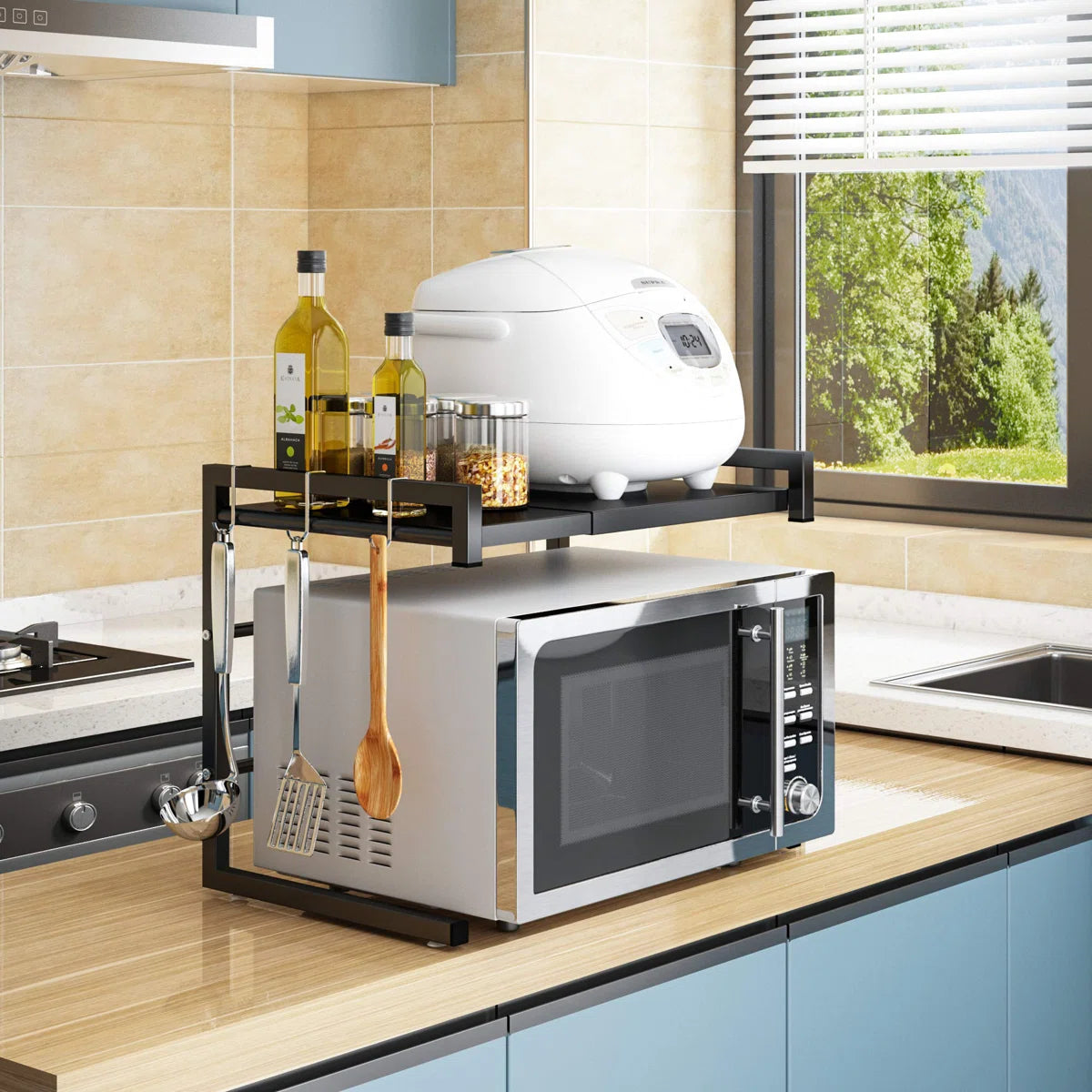 Microwave Stands: 23.6'' Iron Baker’s Rack – Compact Microwave Stand with Durable Metal Frame