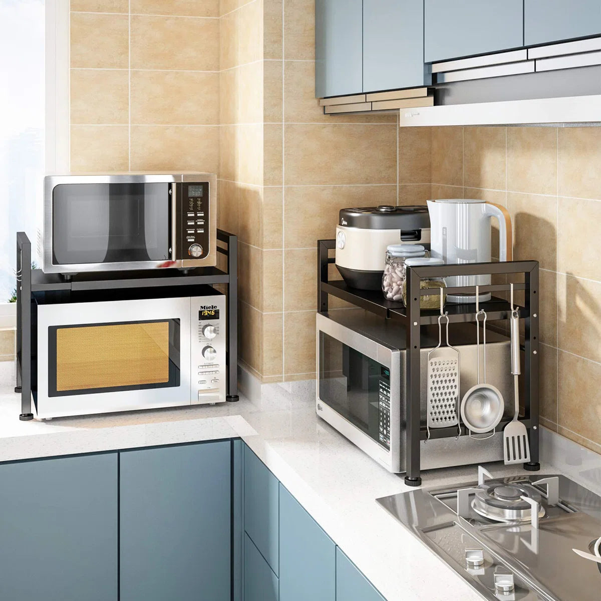 Microwave Stands: 23.6'' Iron Baker’s Rack – Compact Microwave Stand with Durable Metal Frame