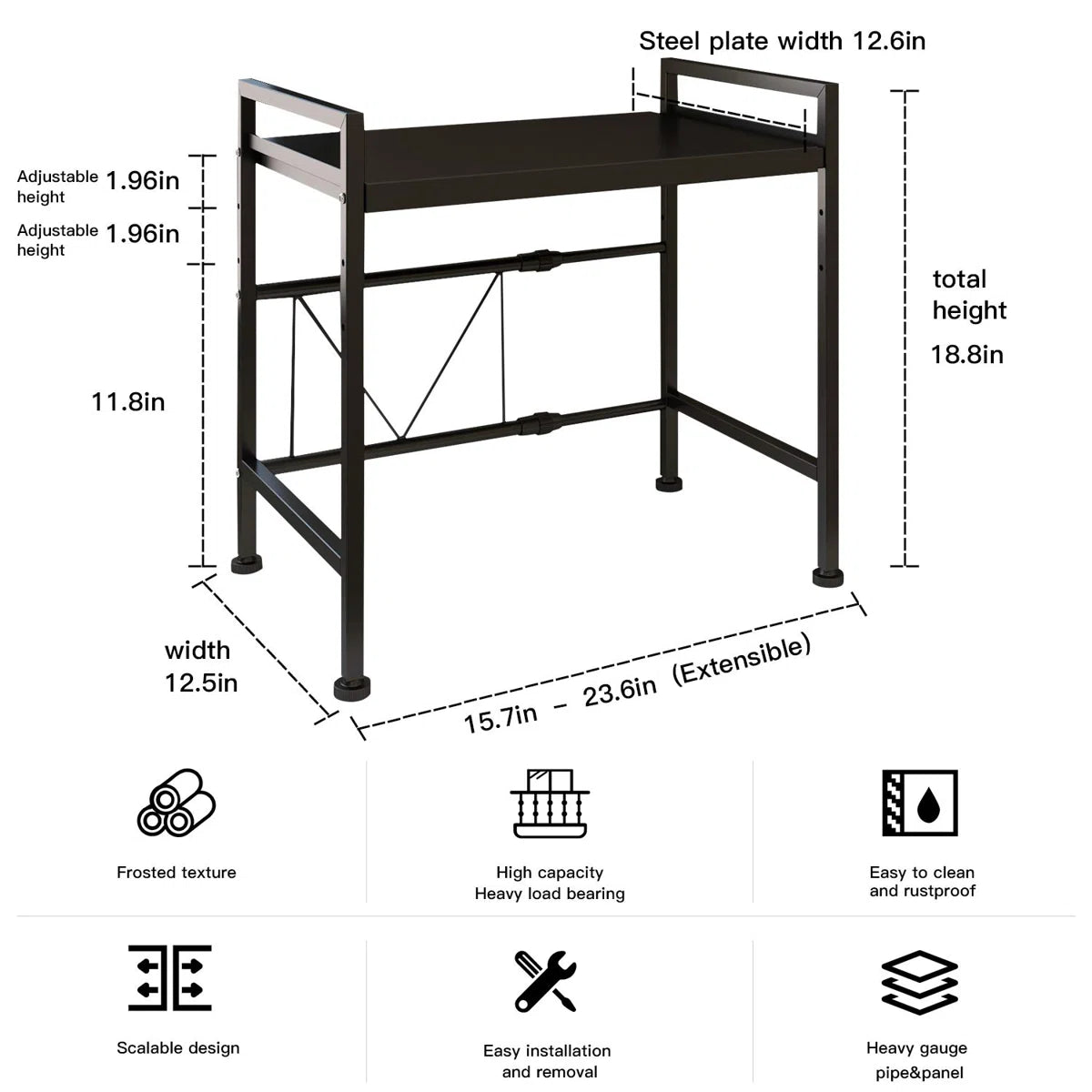Microwave Stands: 23.6'' Iron Baker’s Rack – Compact Microwave Stand with Durable Metal Frame