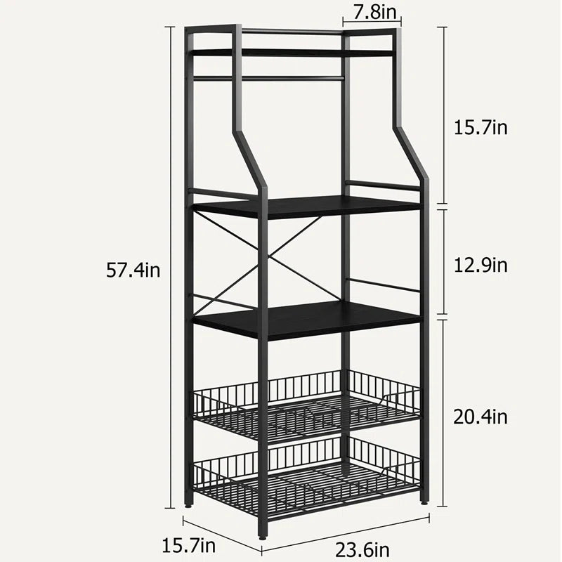Kitchen Rack: 23.6'' Standard Baker's Rack Particle Board with Microwave Compatibility