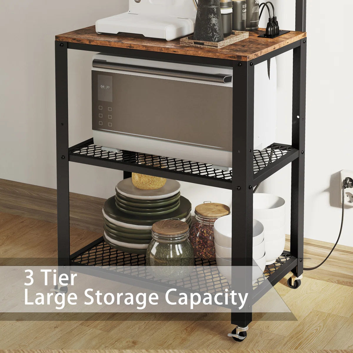 Kitchen Rack: 23.6'' Steel Standard Baker's Rack with Microwave Compatibility