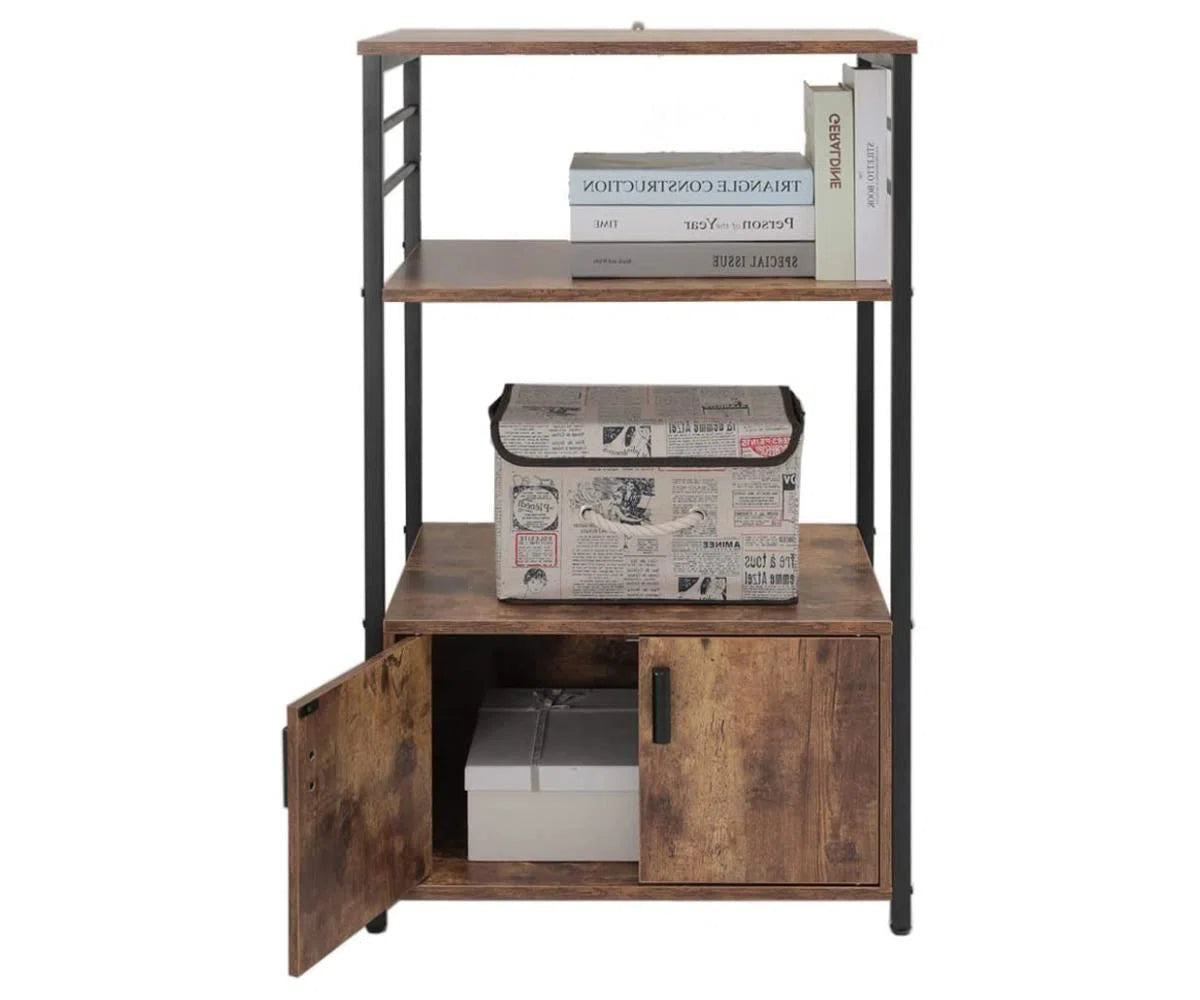 Kitchen Racks: 23.6" steel baker’s rack with wooden shelves for kitchen storage and organization