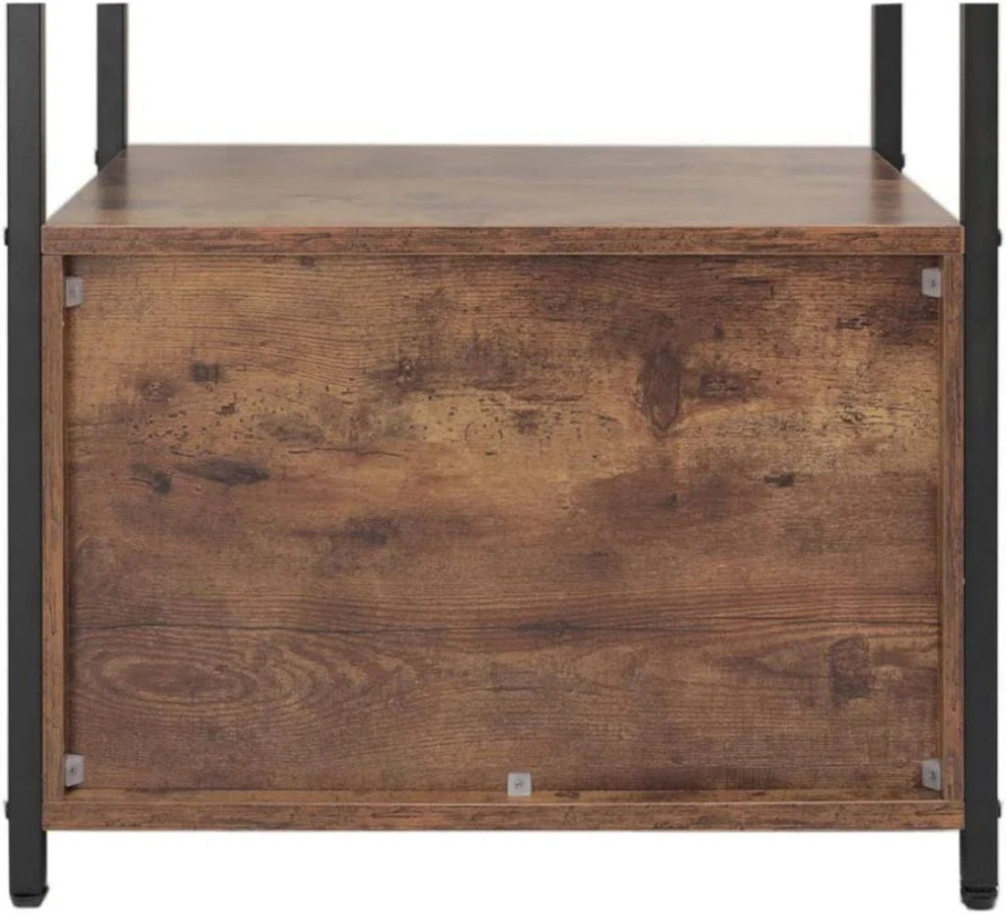 Kitchen Racks: 23.6" steel baker’s rack with wooden shelves for kitchen storage and organization