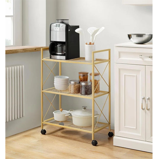 Kitchen Rack: 23.6'' W Steel Shelving Unit with Wheels