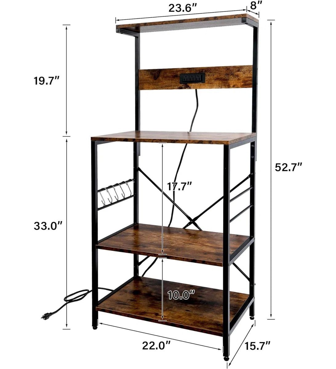 Kitchen Rack: 23.6'' Wood Standard Baker's Rack