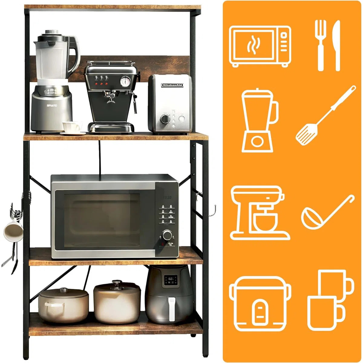 Kitchen Rack: 23.6'' Wood Standard Baker's Rack