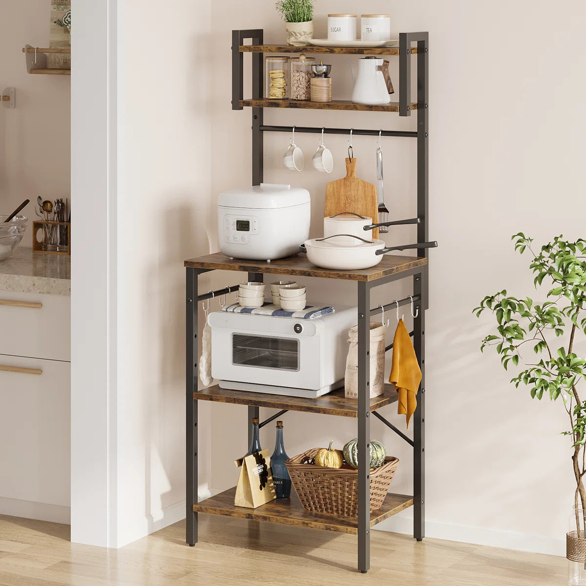 Kitchen Rack: 23.7'' Iron Standard Baker's Rack with Microwave Compatibility