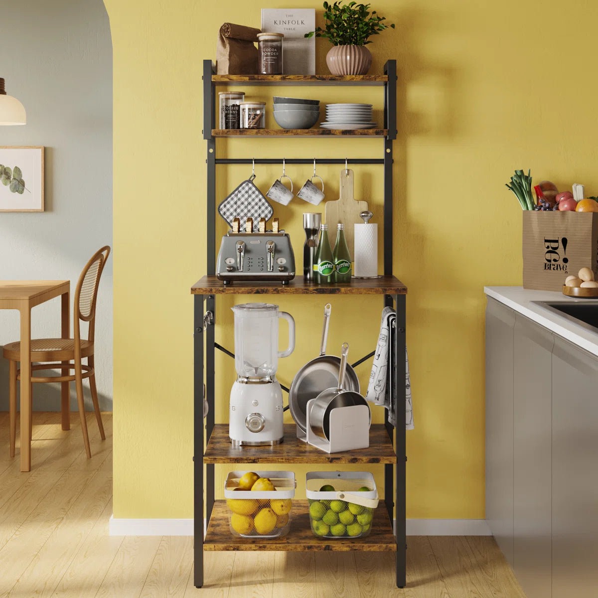 Kitchen Rack: 23.7'' Iron Standard Baker's Rack with Microwave Compatibility