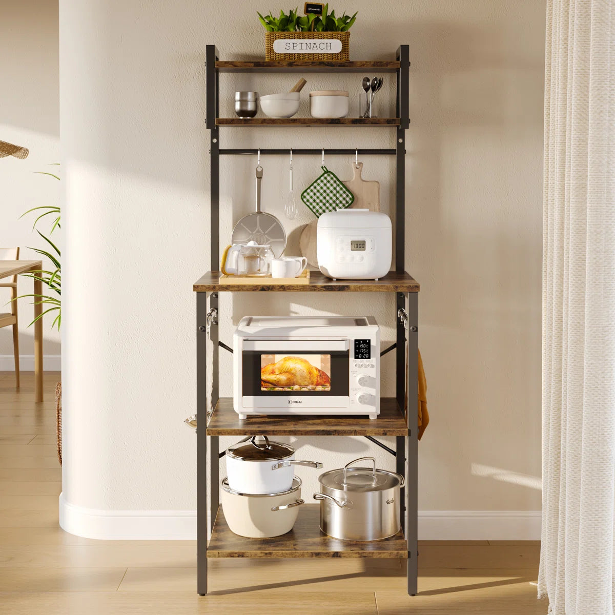 Kitchen Rack: 23.7'' Iron Standard Baker's Rack with Microwave Compatibility
