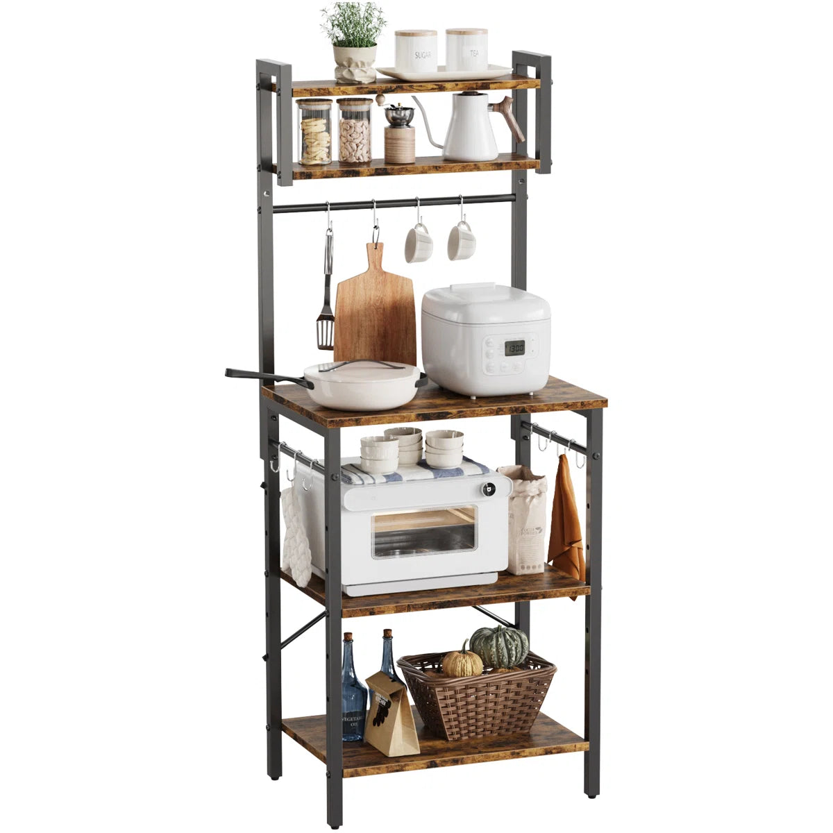 Kitchen Rack: 23.7'' Iron Standard Baker's Rack with Microwave Compatibility