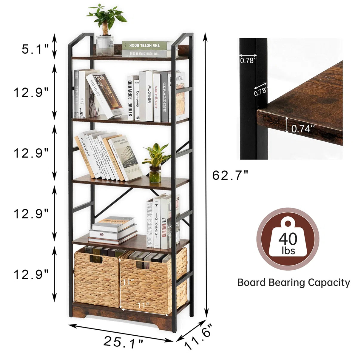 Kitchen Rack: 25.12'' Metal Standard Baker's Rack