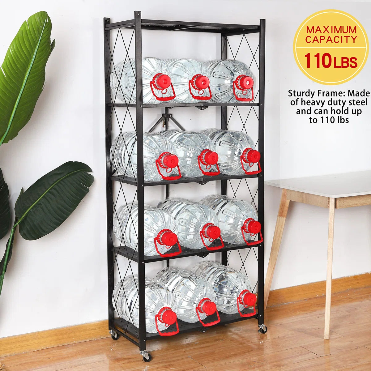 Kitchen Rack: 27.95'' W Steel Shelving Unit with Wheels