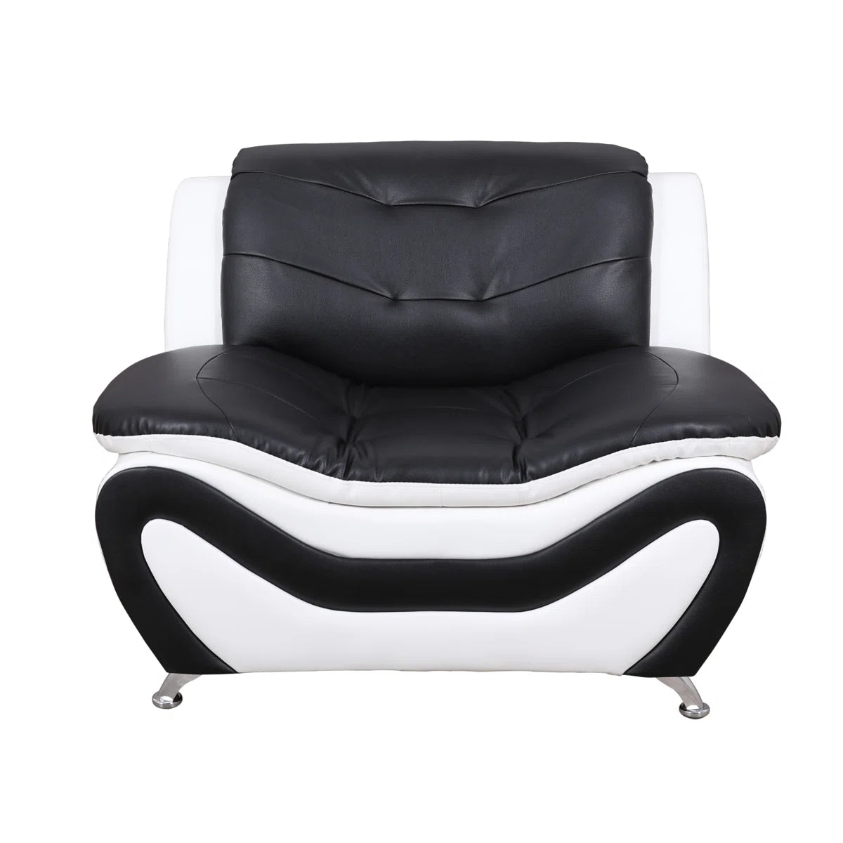 Luxury Sofa Sets: 76.5'' Wide Faux Leather 2-Piece Sofa Set with Loveseat in Black & White Finish