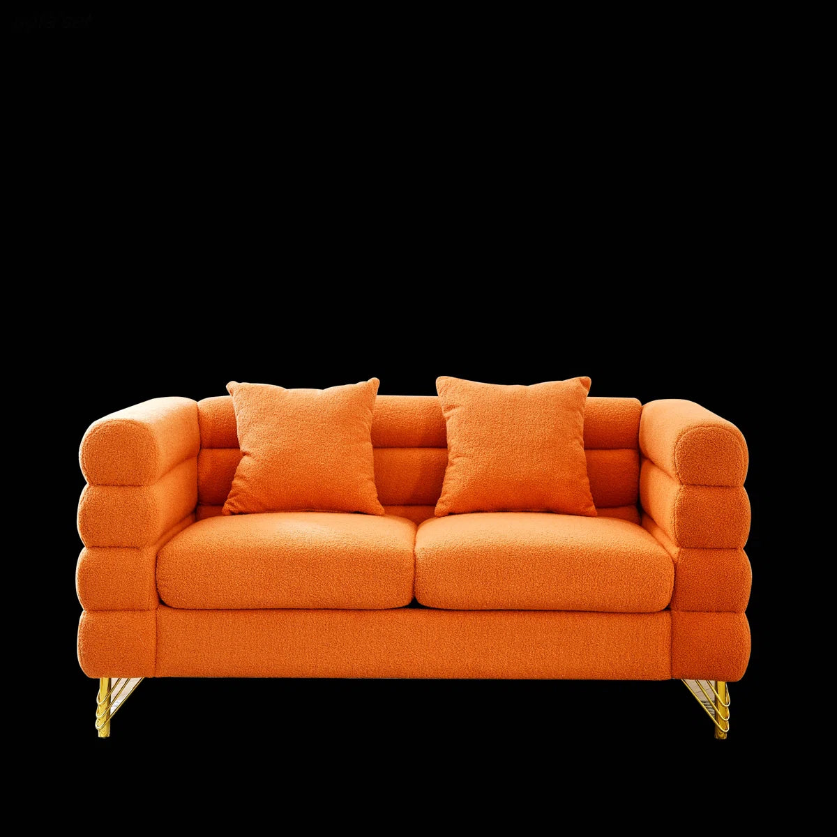Luxury Sofa Sets: 81'' Wide 2-Piece Fabric Sofa & Loveseat Set with Toss Pillows and Gold Legs